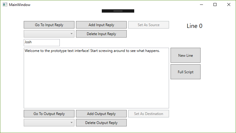 The interface for adding lines.
